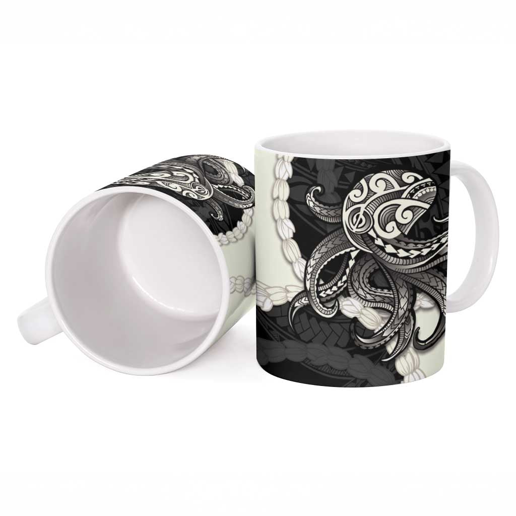Black Polynesia Tribal Octopus Tattoo Ceramic Mug Pikake Lei Polynesian Pattern LT14 - Polynesian Pride