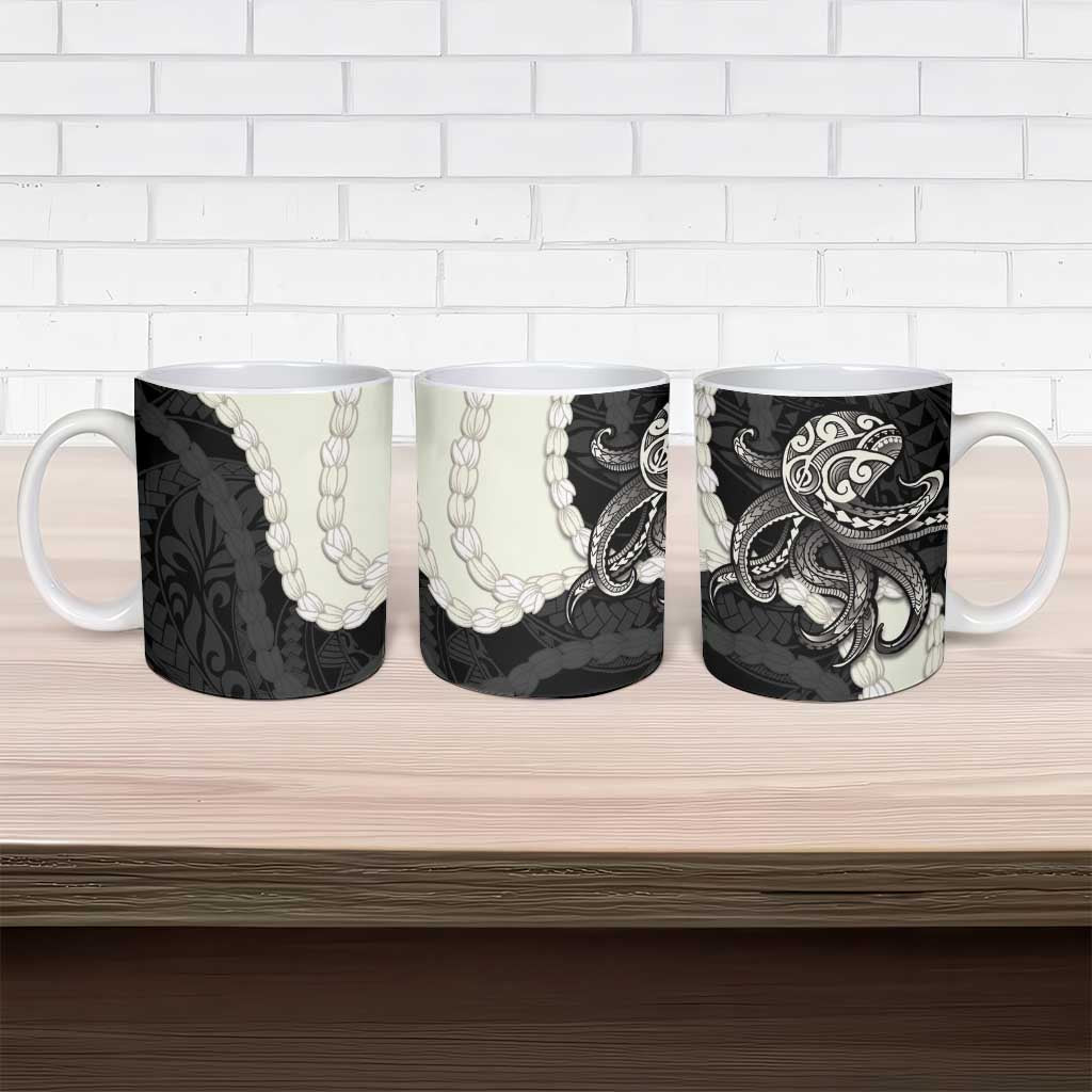 Black Polynesia Tribal Octopus Tattoo Ceramic Mug Pikake Lei Polynesian Pattern LT14 - Polynesian Pride
