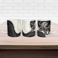 Black Polynesia Tribal Octopus Tattoo Ceramic Mug Pikake Lei Polynesian Pattern LT14 - Polynesian Pride