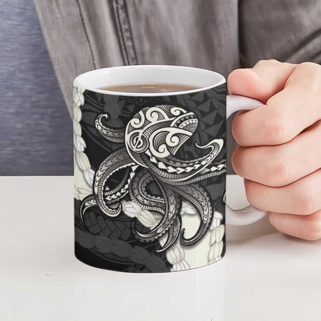 Black Polynesia Tribal Octopus Tattoo Ceramic Mug Pikake Lei Polynesian Pattern LT14 - Polynesian Pride