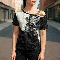 Black Polynesia Tribal Octopus Tattoo Cross Shoulder Shirt Pikake Lei Polynesian Pattern LT14 - Polynesian Pride
