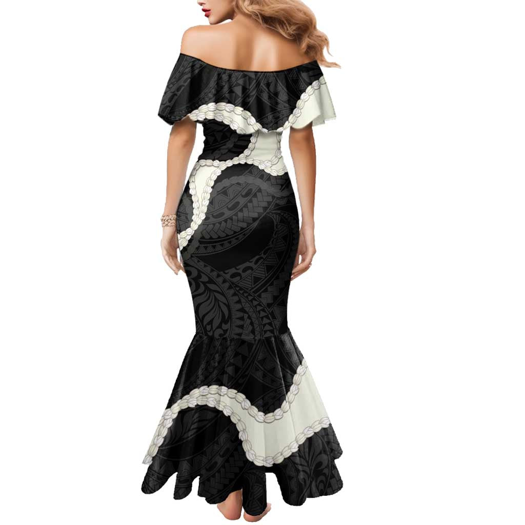 Black Polynesia Tribal Octopus Tattoo Family Matching Mermaid Dress and Hawaiian Shirt Pikake Lei Polynesian Pattern LT14 - Polynesian Pride