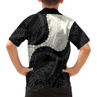 Black Polynesia Tribal Octopus Tattoo Family Matching Puletasi and Hawaiian Shirt Pikake Lei Polynesian Pattern LT14 - Polynesian Pride