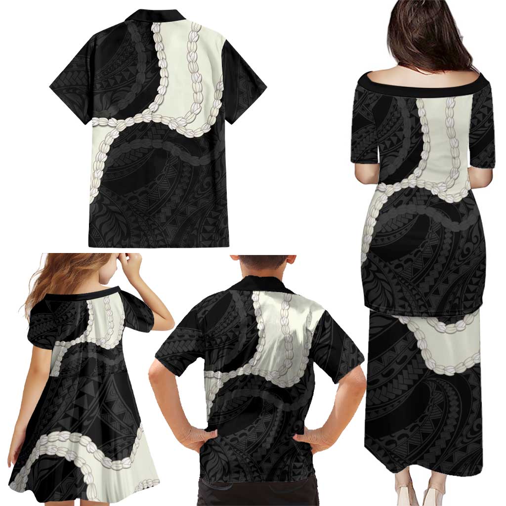 Black Polynesia Tribal Octopus Tattoo Family Matching Puletasi and Hawaiian Shirt Pikake Lei Polynesian Pattern LT14 - Polynesian Pride