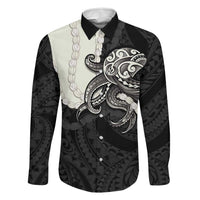 Black Polynesia Tribal Octopus Tattoo Family Matching Puletasi and Hawaiian Shirt Pikake Lei Polynesian Pattern LT14 Dad's Shirt - Long Sleeve Black - Polynesian Pride