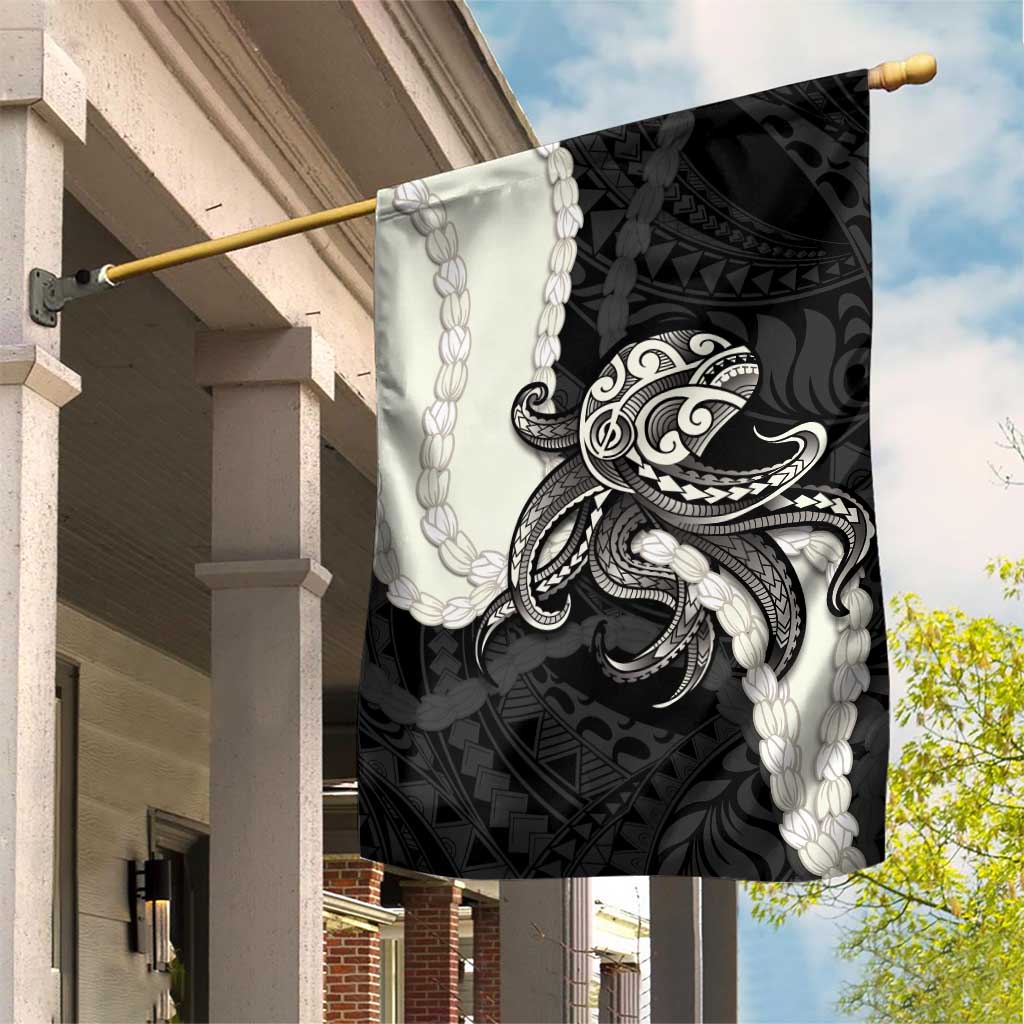 Black Polynesia Tribal Octopus Tattoo Garden Flag Pikake Lei Polynesian Pattern LT14 House Flag Black - Polynesian Pride