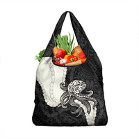 Black Polynesia Tribal Octopus Tattoo Grocery Bag Pikake Lei Polynesian Pattern LT14 1-pack One Size Black - Polynesian Pride