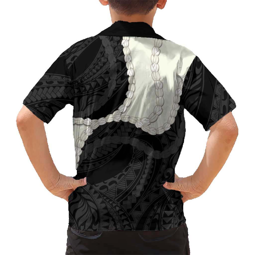 Black Polynesia Tribal Octopus Tattoo Kid Hawaiian Shirt Pikake Lei Polynesian Pattern LT14 - Polynesian Pride