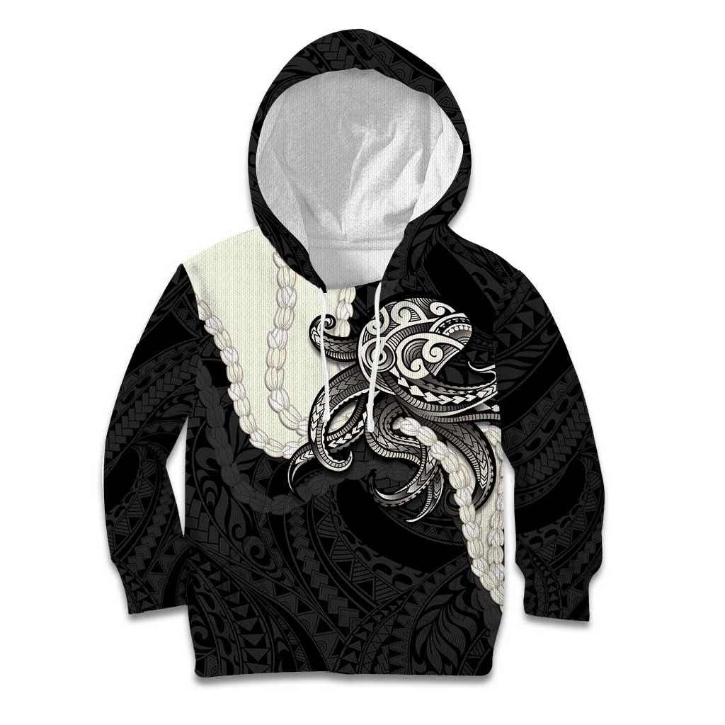 Black Polynesia Tribal Octopus Tattoo Kid Hoodie Pikake Lei Polynesian Pattern LT14 Hoodie Black - Polynesian Pride