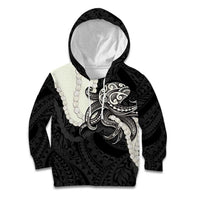 Black Polynesia Tribal Octopus Tattoo Kid Hoodie Pikake Lei Polynesian Pattern LT14 Hoodie Black - Polynesian Pride