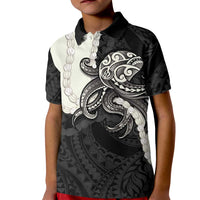 Black Polynesia Tribal Octopus Tattoo Kid Polo Shirt Pikake Lei Polynesian Pattern LT14 Kid Black - Polynesian Pride