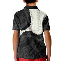 Black Polynesia Tribal Octopus Tattoo Kid Polo Shirt Pikake Lei Polynesian Pattern LT14 - Polynesian Pride