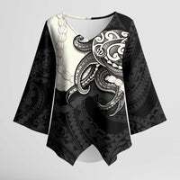 Black Polynesia Tribal Octopus Tattoo Kimono Sleeve Blouse Pikake Lei Polynesian Pattern LT14 Female Black - Polynesian Pride