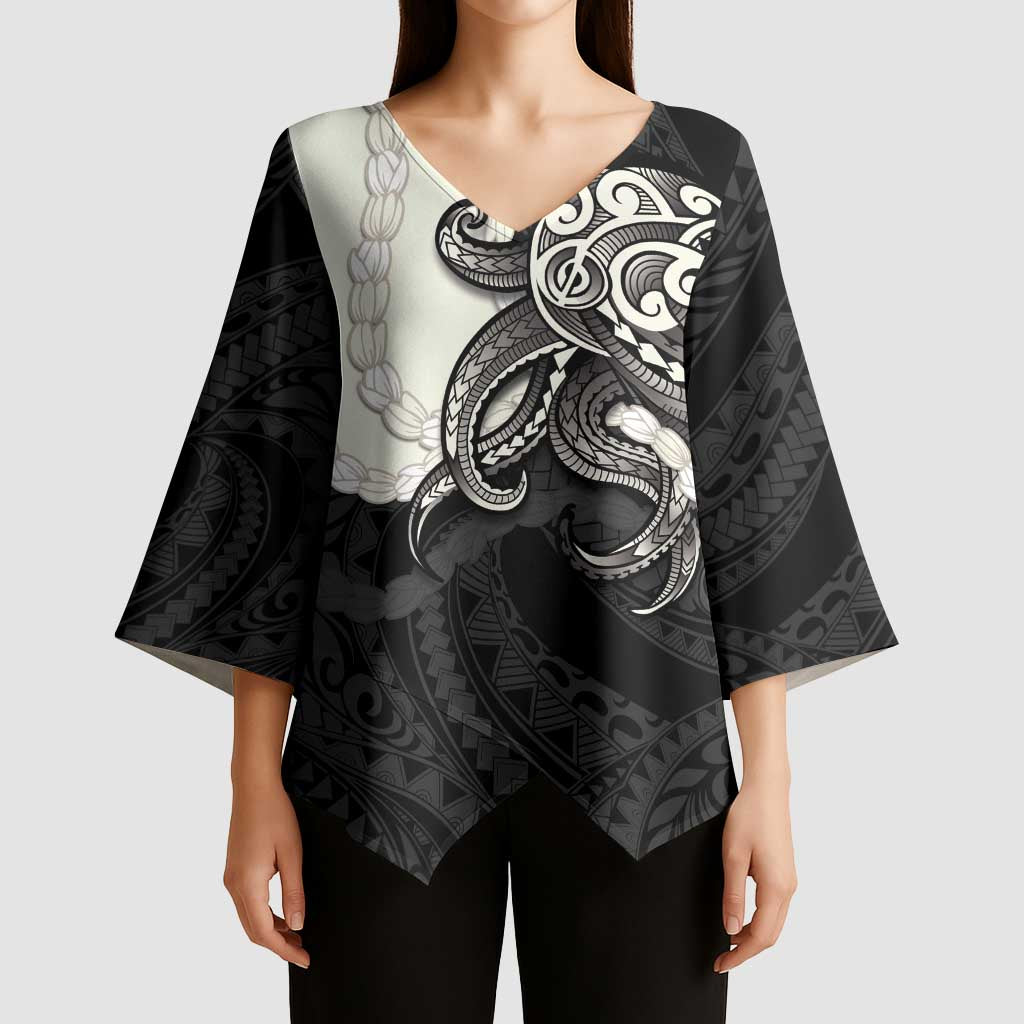 Black Polynesia Tribal Octopus Tattoo Kimono Sleeve Blouse Pikake Lei Polynesian Pattern LT14 - Polynesian Pride