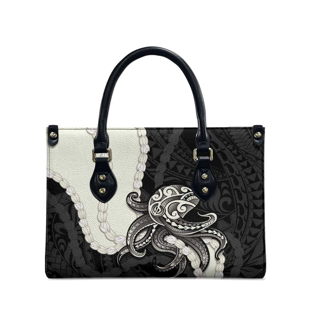 Black Polynesia Tribal Octopus Tattoo Leather Bag Pikake Lei Polynesian Pattern LT14 - Polynesian Pride
