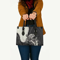 Black Polynesia Tribal Octopus Tattoo Leather Bag Pikake Lei Polynesian Pattern LT14 - Polynesian Pride