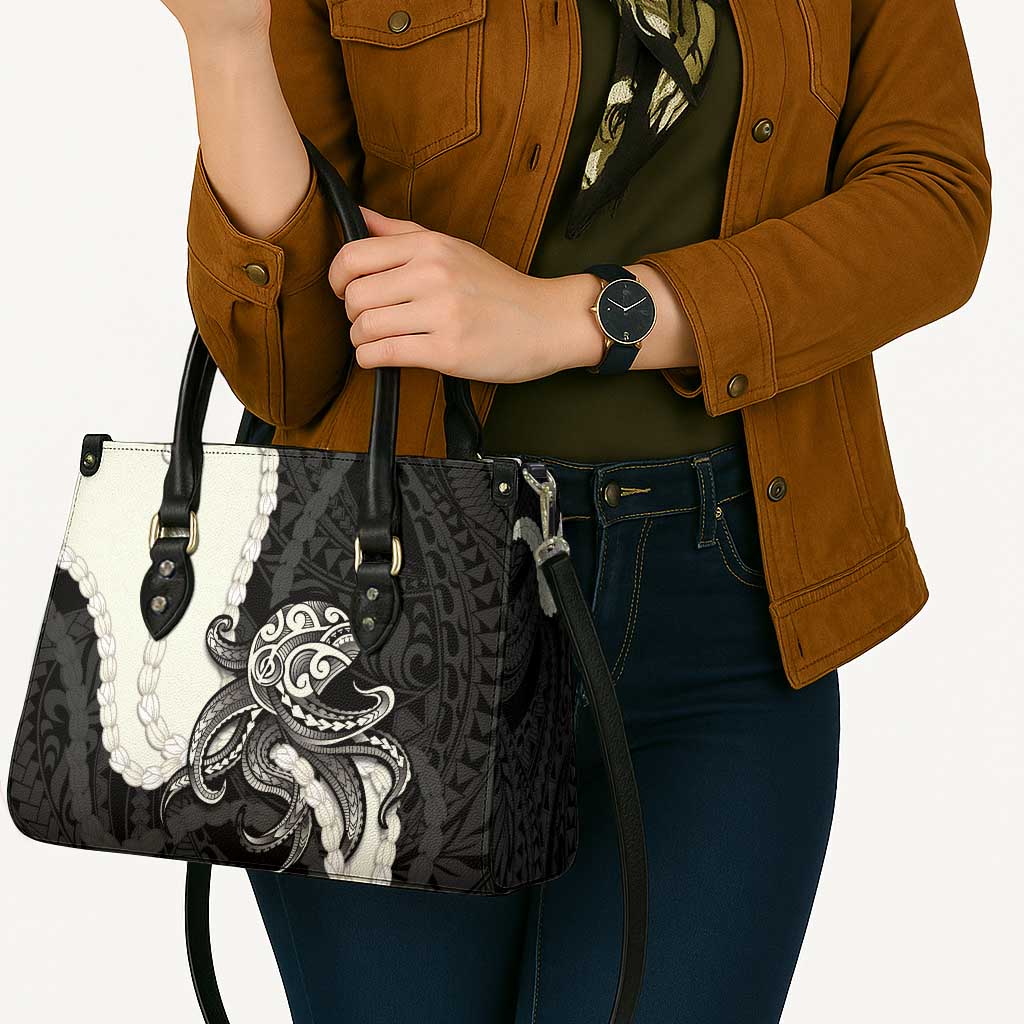 Black Polynesia Tribal Octopus Tattoo Leather Bag Pikake Lei Polynesian Pattern LT14 - Polynesian Pride