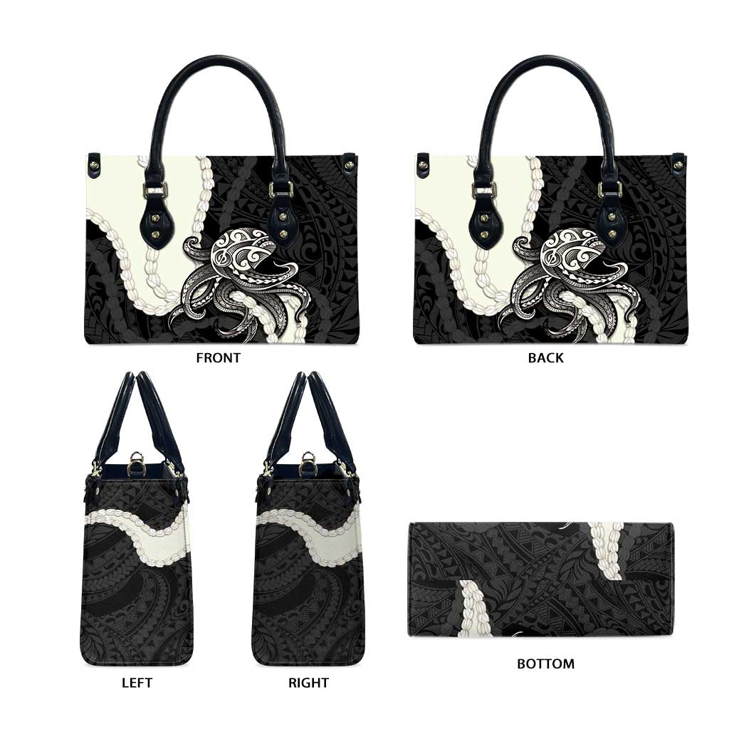 Black Polynesia Tribal Octopus Tattoo Leather Bag Pikake Lei Polynesian Pattern LT14 - Polynesian Pride