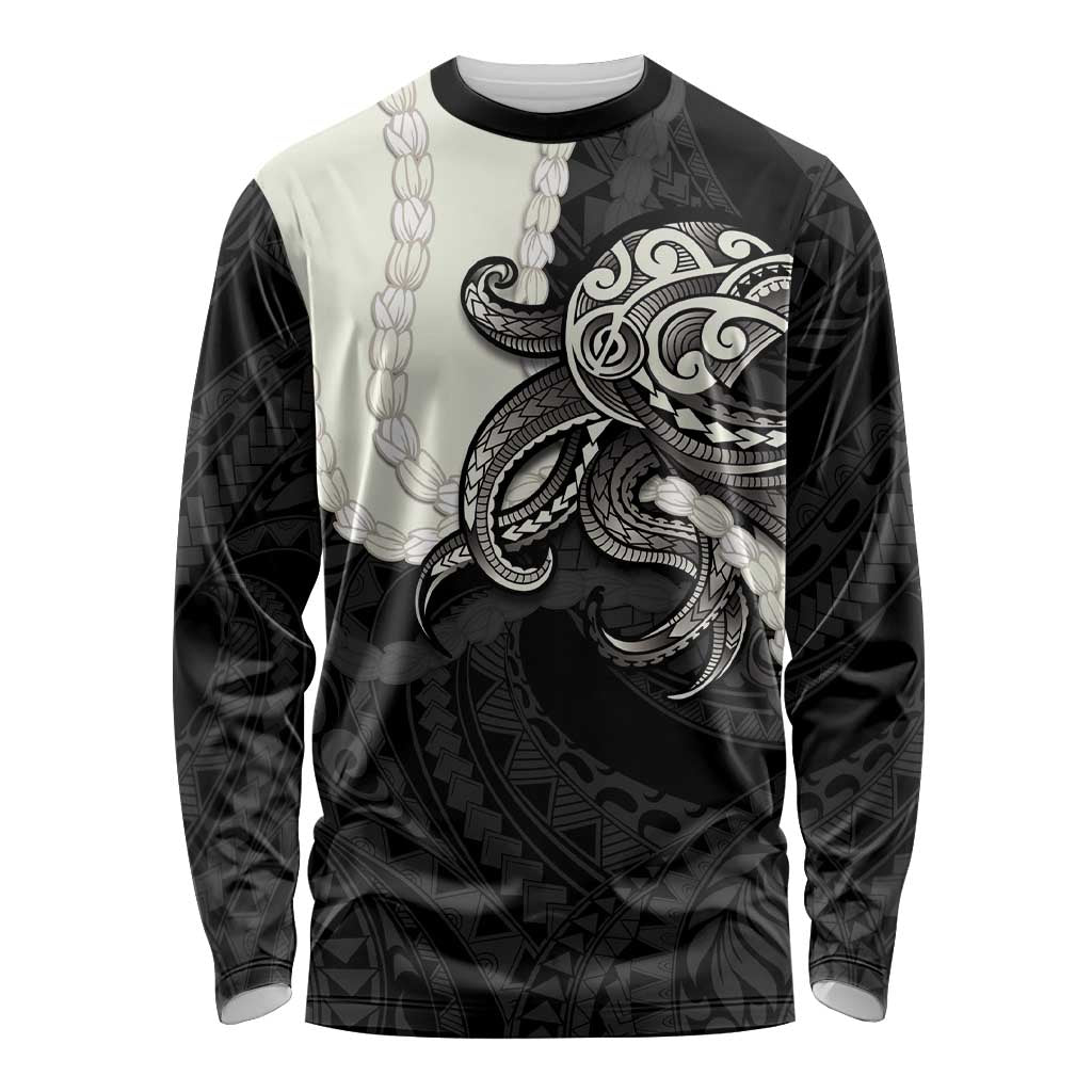 Black Polynesia Tribal Octopus Tattoo Long Sleeve Shirt Pikake Lei Polynesian Pattern LT14 Unisex Black - Polynesian Pride