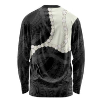 Black Polynesia Tribal Octopus Tattoo Long Sleeve Shirt Pikake Lei Polynesian Pattern LT14 - Polynesian Pride