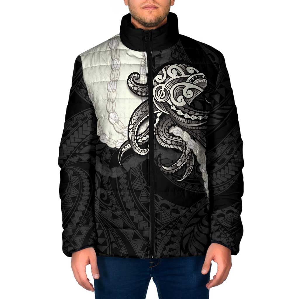Black Polynesia Tribal Octopus Tattoo Padded Jacket Pikake Lei Polynesian Pattern LT14 Men Black - Polynesian Pride