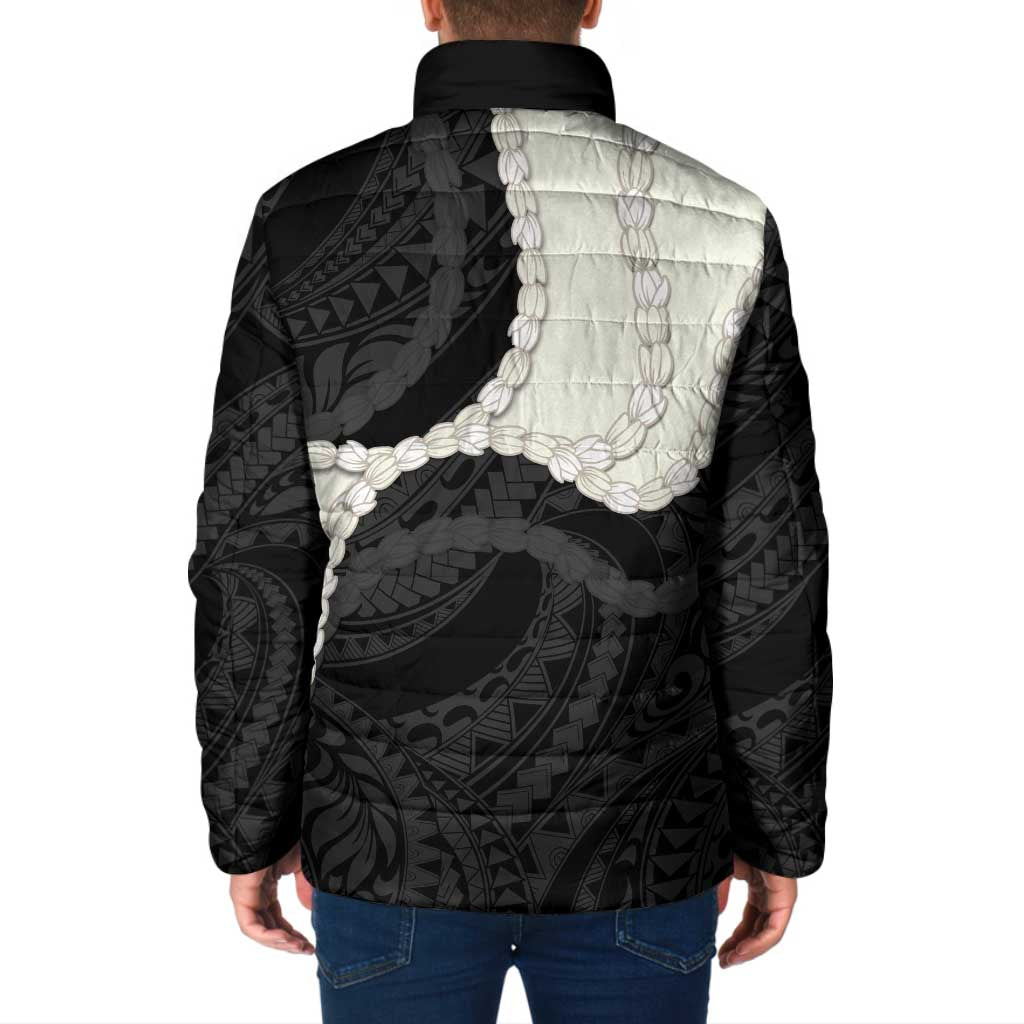 Black Polynesia Tribal Octopus Tattoo Padded Jacket Pikake Lei Polynesian Pattern LT14 - Polynesian Pride