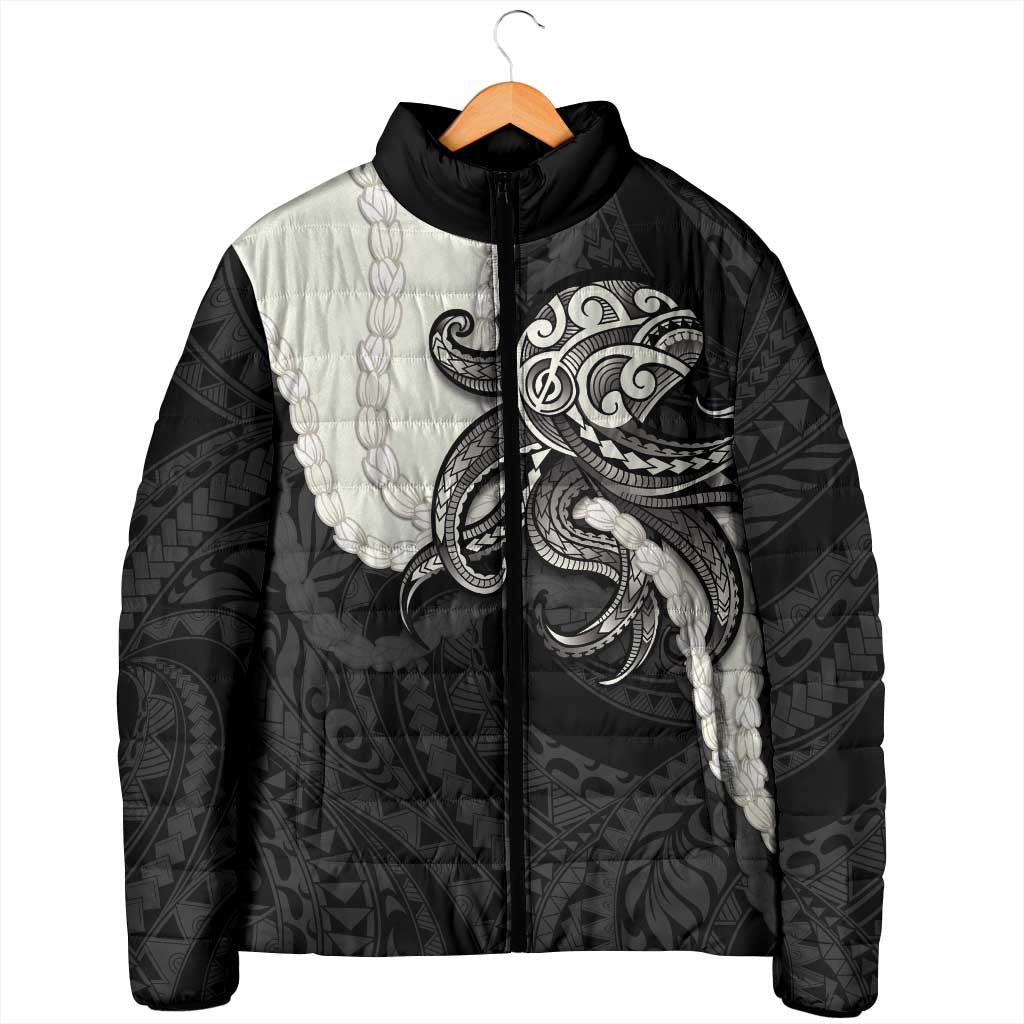 Black Polynesia Tribal Octopus Tattoo Padded Jacket Pikake Lei Polynesian Pattern LT14 - Polynesian Pride