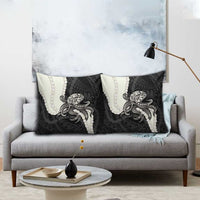 Black Polynesia Tribal Octopus Tattoo Pillow Cover Pikake Lei Polynesian Pattern