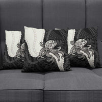 Black Polynesia Tribal Octopus Tattoo Pillow Cover Pikake Lei Polynesian Pattern