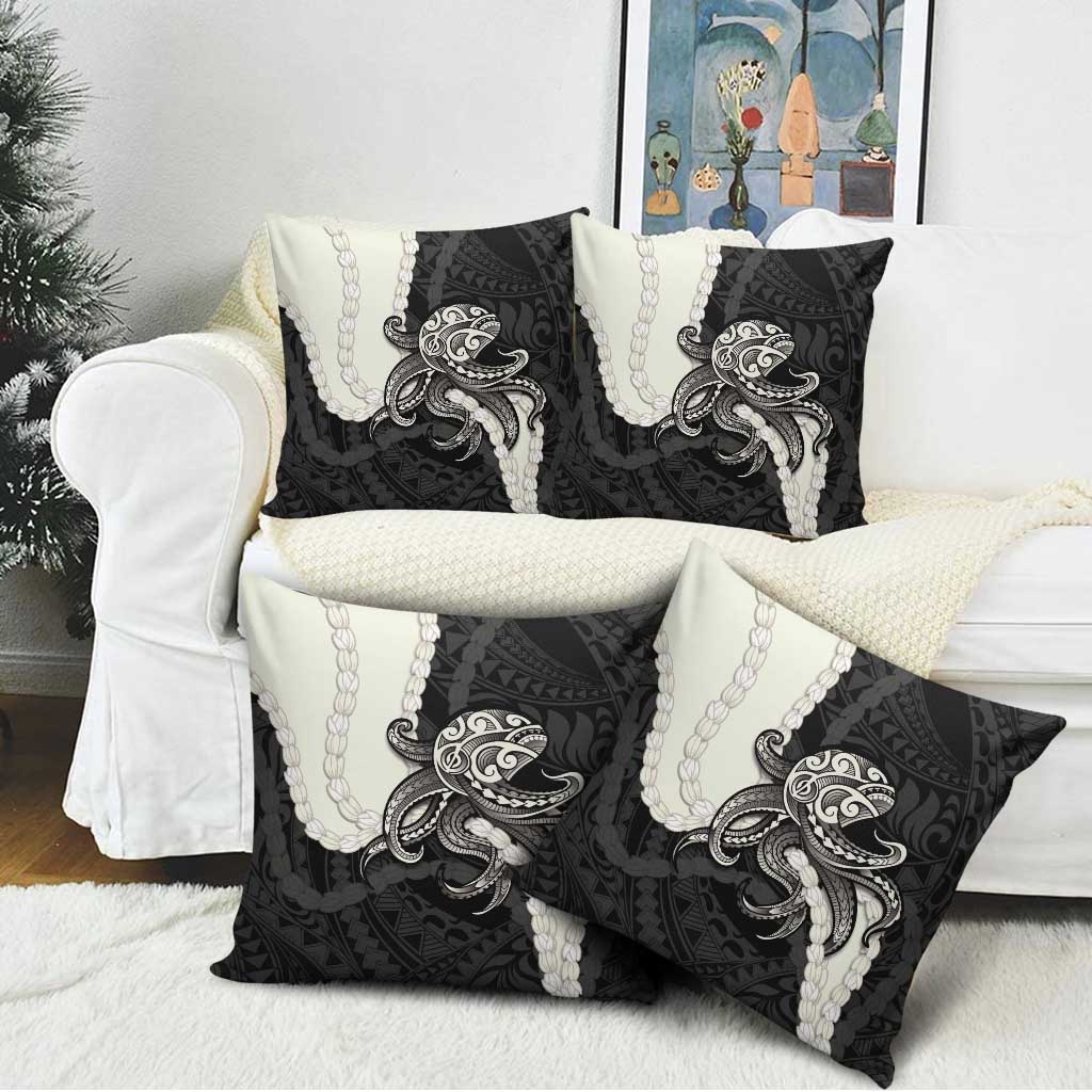 Black Polynesia Tribal Octopus Tattoo Pillow Cover Pikake Lei Polynesian Pattern