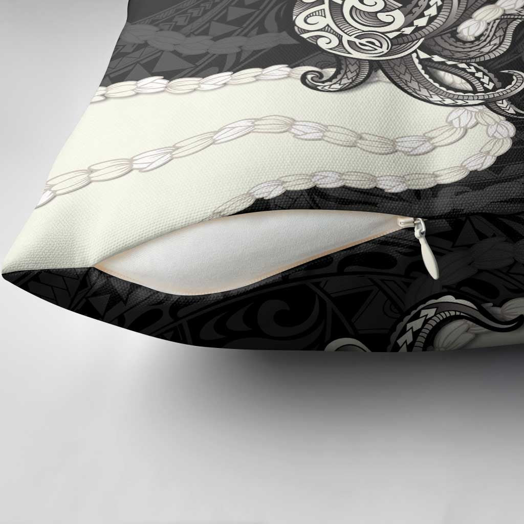 Black Polynesia Tribal Octopus Tattoo Pillow Cover Pikake Lei Polynesian Pattern