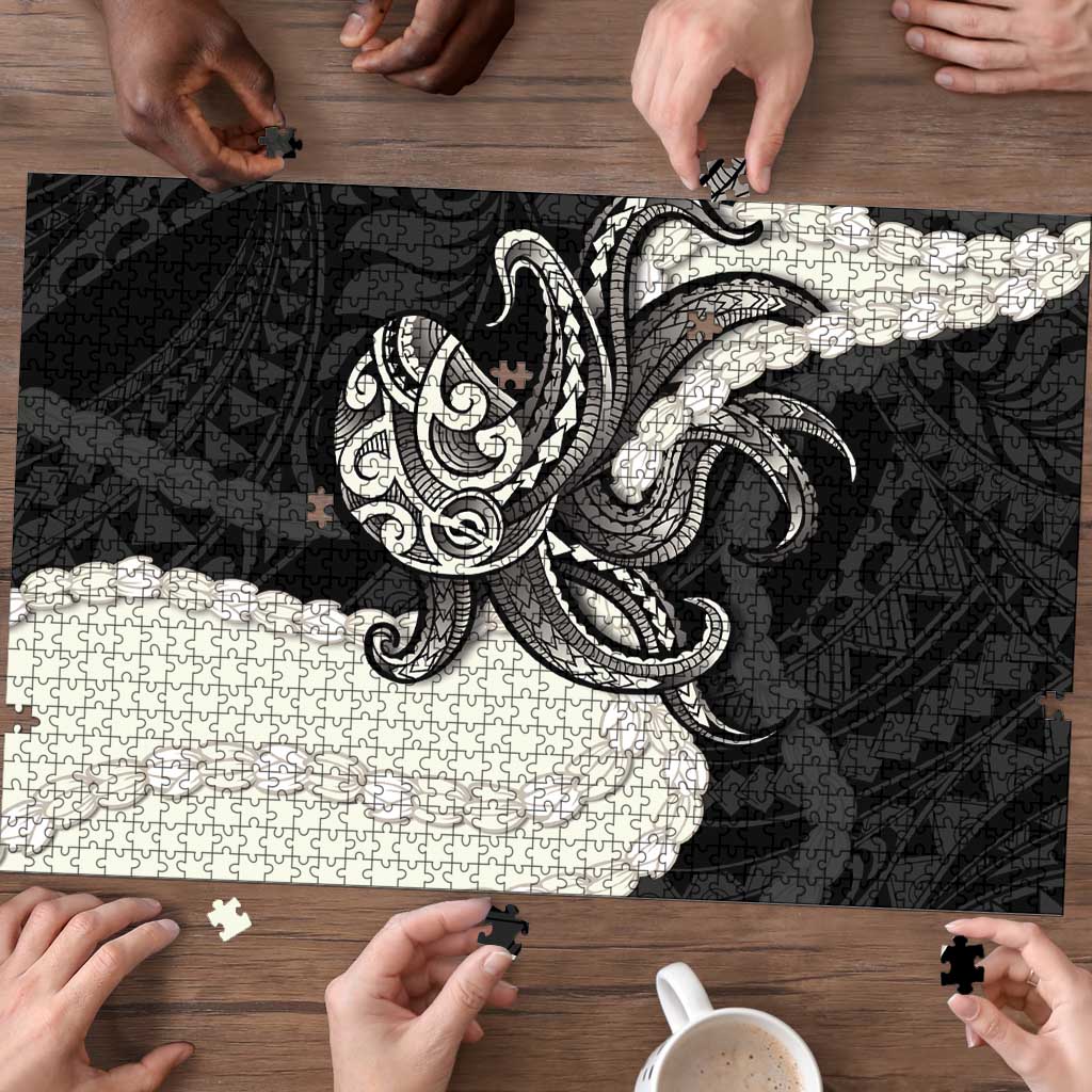 Black Polynesia Tribal Octopus Tattoo Puzzle Pikake Lei Polynesian Pattern LT14 - Polynesian Pride