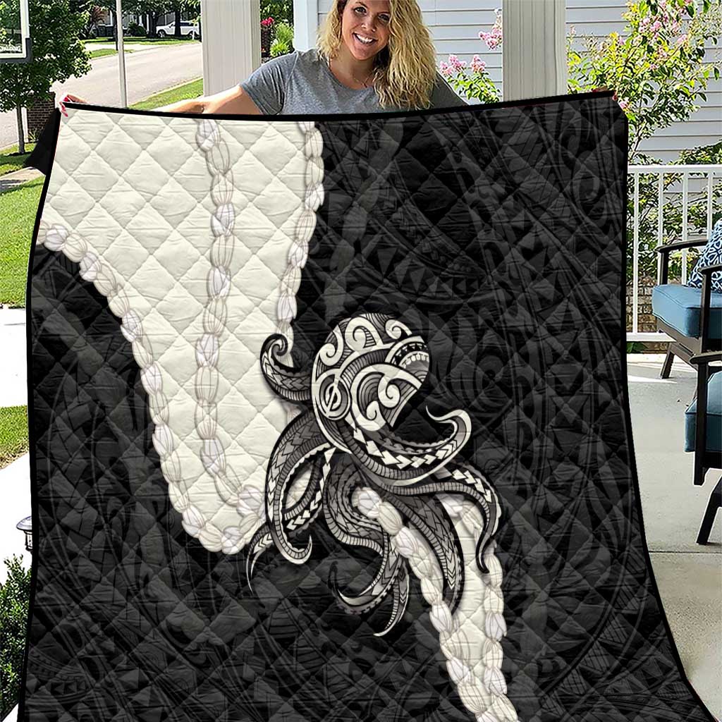 Black Polynesia Tribal Octopus Tattoo Quilt Pikake Lei Polynesian Pattern LT14 Black - Polynesian Pride