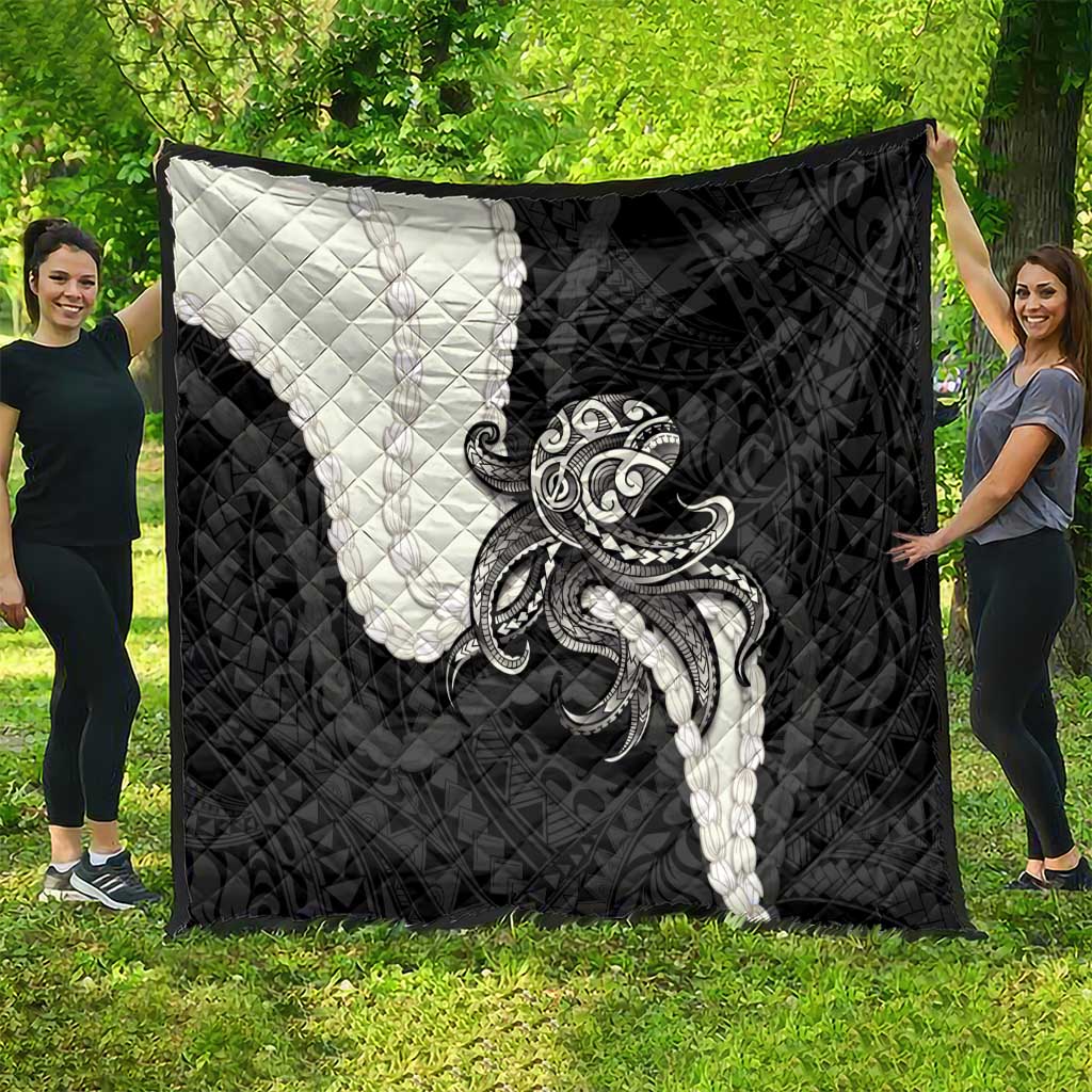 Black Polynesia Tribal Octopus Tattoo Quilt Pikake Lei Polynesian Pattern LT14 - Polynesian Pride