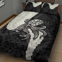 Black Polynesia Tribal Octopus Tattoo Quilt Bed Set Pikake Lei Polynesian Pattern LT14 - Polynesian Pride