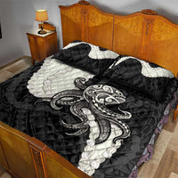 Black Polynesia Tribal Octopus Tattoo Quilt Bed Set Pikake Lei Polynesian Pattern LT14 - Polynesian Pride