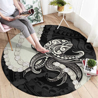 Black Polynesia Tribal Octopus Tattoo Round Carpet Pikake Lei Polynesian Pattern LT14 - Polynesian Pride