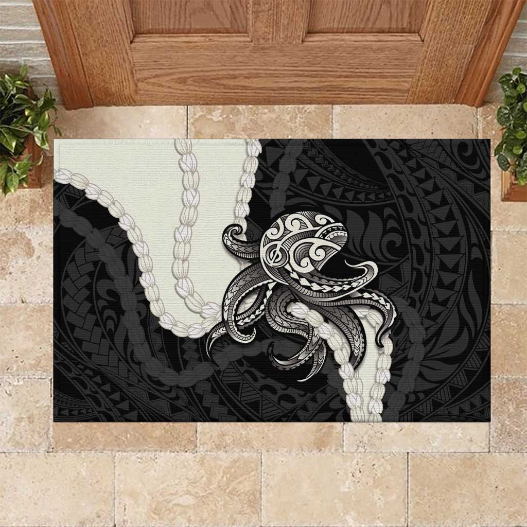 Black Polynesia Tribal Octopus Tattoo Rubber Doormat Pikake Lei Polynesian Pattern LT14 Black - Polynesian Pride