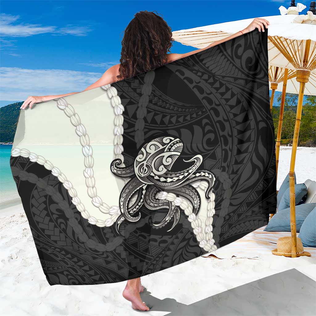 Black Polynesia Tribal Octopus Tattoo Sarong Pikake Lei Polynesian Pattern LT14 One Size 44 x 66 inches Black - Polynesian Pride