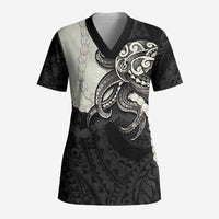 Black Polynesia Tribal Octopus Tattoo Scrub Top Pikake Lei Polynesian Pattern LT14 Adult Black - Polynesian Pride