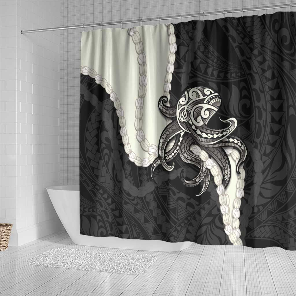 Black Polynesia Tribal Octopus Tattoo Shower Curtain Pikake Lei Polynesian Pattern LT14 - Polynesian Pride
