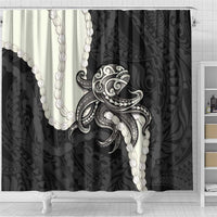 Black Polynesia Tribal Octopus Tattoo Shower Curtain Pikake Lei Polynesian Pattern LT14 - Polynesian Pride