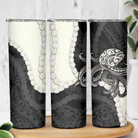 Black Polynesia Tribal Octopus Tattoo Skinny Tumbler Pikake Lei Polynesian Pattern LT14 - Polynesian Pride