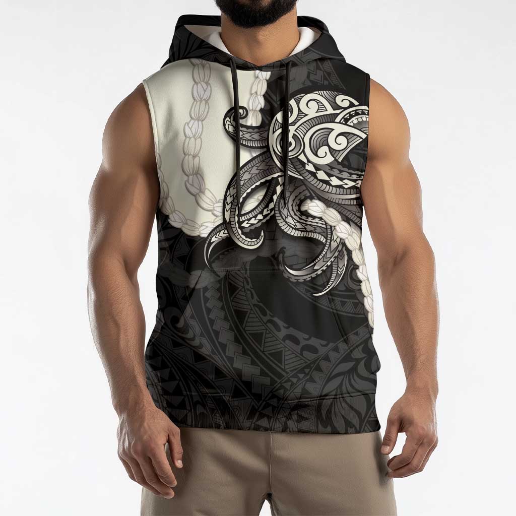 Black Polynesia Tribal Octopus Tattoo Sleeveless Hoodie Pikake Lei Polynesian Pattern LT14 - Polynesian Pride