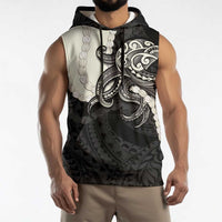 Black Polynesia Tribal Octopus Tattoo Sleeveless Hoodie Pikake Lei Polynesian Pattern LT14 - Polynesian Pride