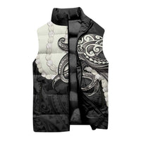 Black Polynesia Tribal Octopus Tattoo Sleeveless Puffer Jacket Pikake Lei Polynesian Pattern LT14 - Polynesian Pride