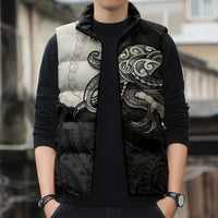 Black Polynesia Tribal Octopus Tattoo Sleeveless Puffer Jacket Pikake Lei Polynesian Pattern LT14 - Polynesian Pride