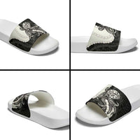 Black Polynesia Tribal Octopus Tattoo Slide Sandals Pikake Lei Polynesian Pattern LT14 - Polynesian Pride