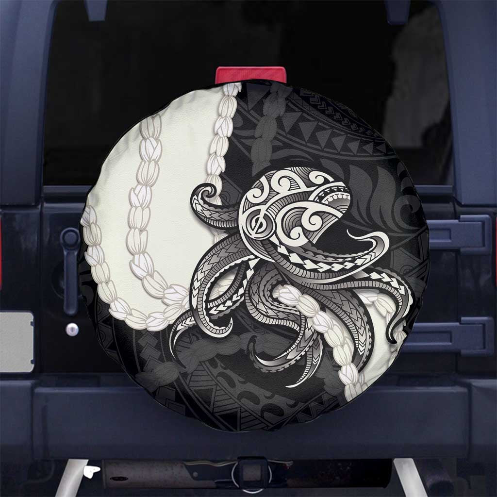 Black Polynesia Tribal Octopus Tattoo Spare Tire Cover Pikake Lei Polynesian Pattern LT14 No hole Black - Polynesian Pride