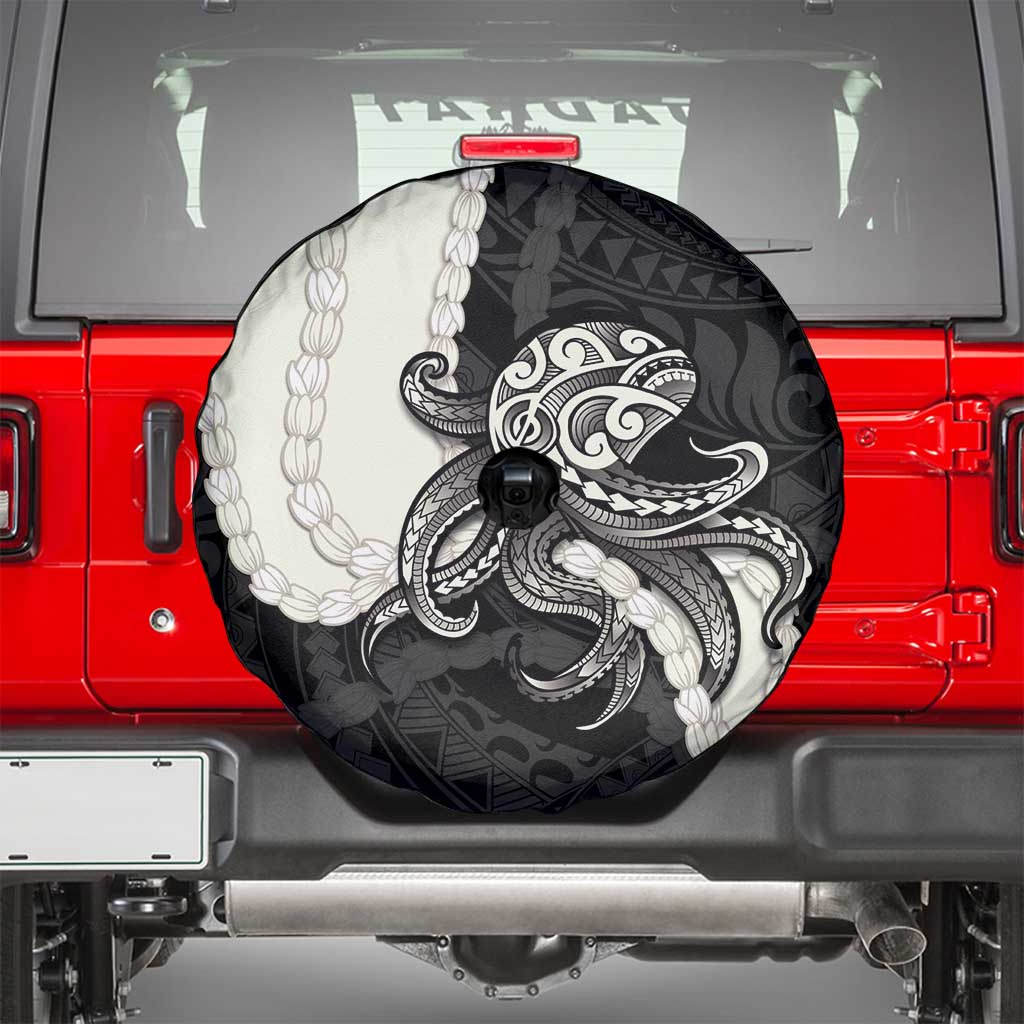 Black Polynesia Tribal Octopus Tattoo Spare Tire Cover Pikake Lei Polynesian Pattern LT14 - Polynesian Pride
